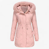 Damen Wintermantel – Elegante und warme Jacke mit Pelzkragen und Kapuze