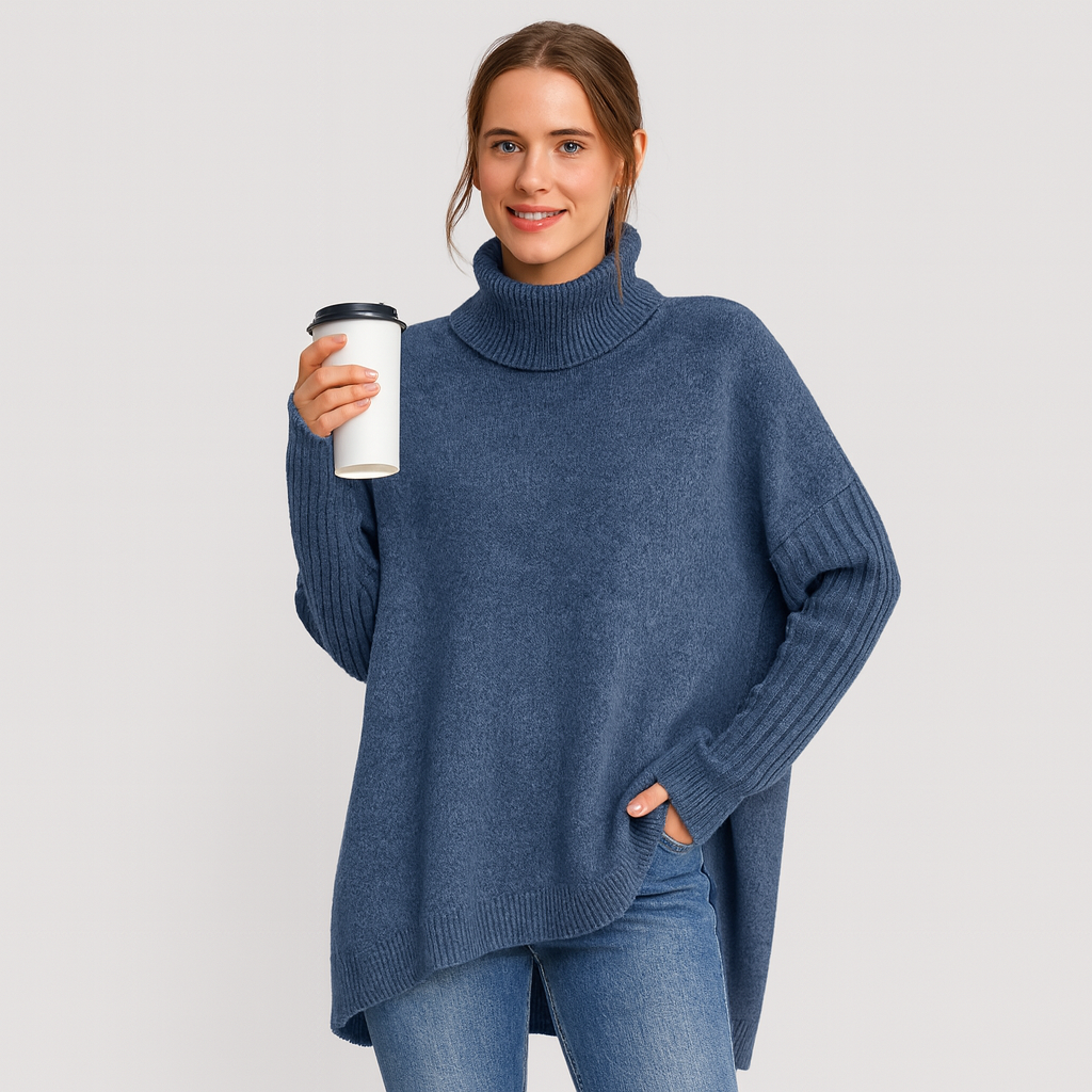 Damen Oversize Rollkragenpullover – Weicher und eleganter Schnitt