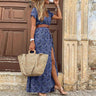 Elegantes Boho Maxikleid mit V-Ausschnitt und Gürtel