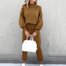 Damen Hausanzug – Weiches zweiteiliges Loungewear-Set mit Rollkragenpullover