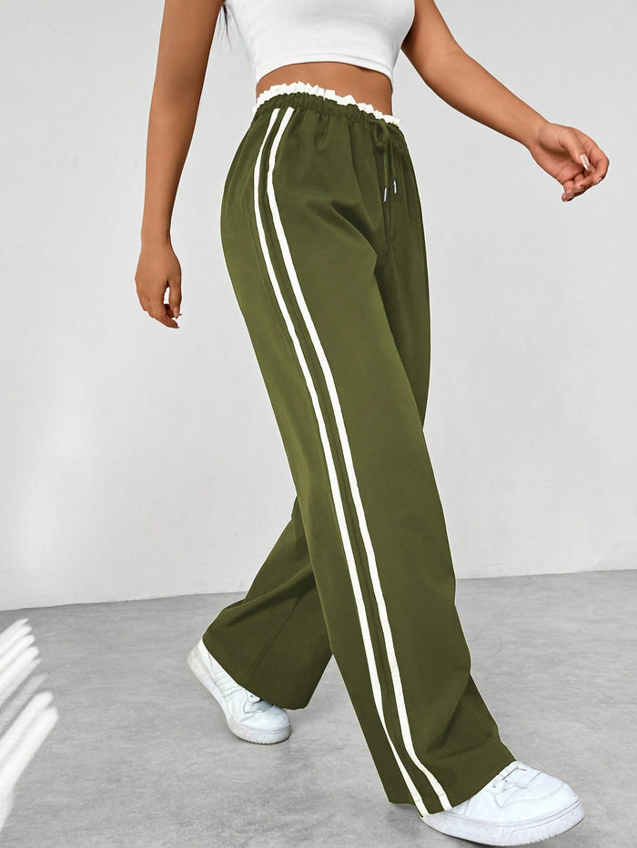 Damen Jogginghose – Weite Hose mit doppelten Seitenstreifen