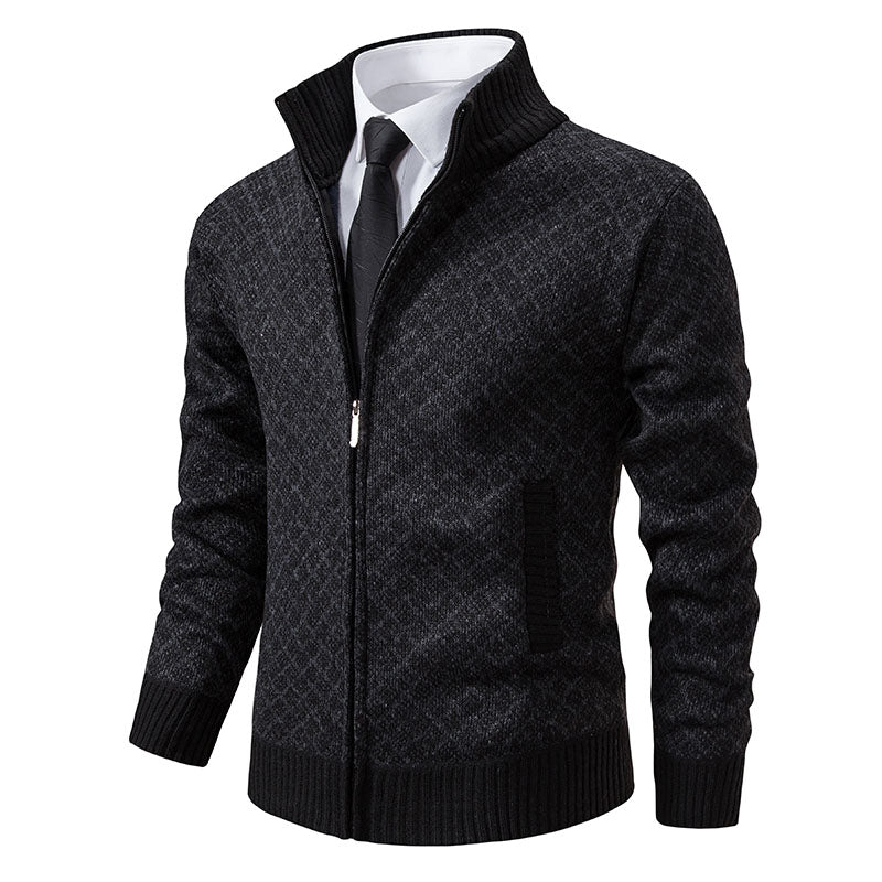 Herrenpullover aus Strick – Eleganter Pullover mit Reißverschluss und klassischem Muster