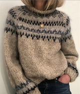 Pull Col Roulé Femme Confortable en Laine Islandaise