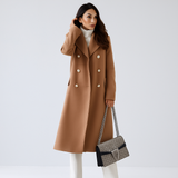 Damen langer Mantel mit doppelter Knopfleiste – elegant & zeitlos