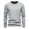 T-shirt à manches longues pour hommes en coton respirant avec col rond