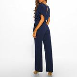 Eleganter Overall mit ausgestellten Beinen und geschnürter Taille
