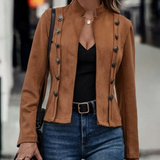 Eleganter Damenmantel mit Wildlederoptik – Bequem für Herbst und Winter