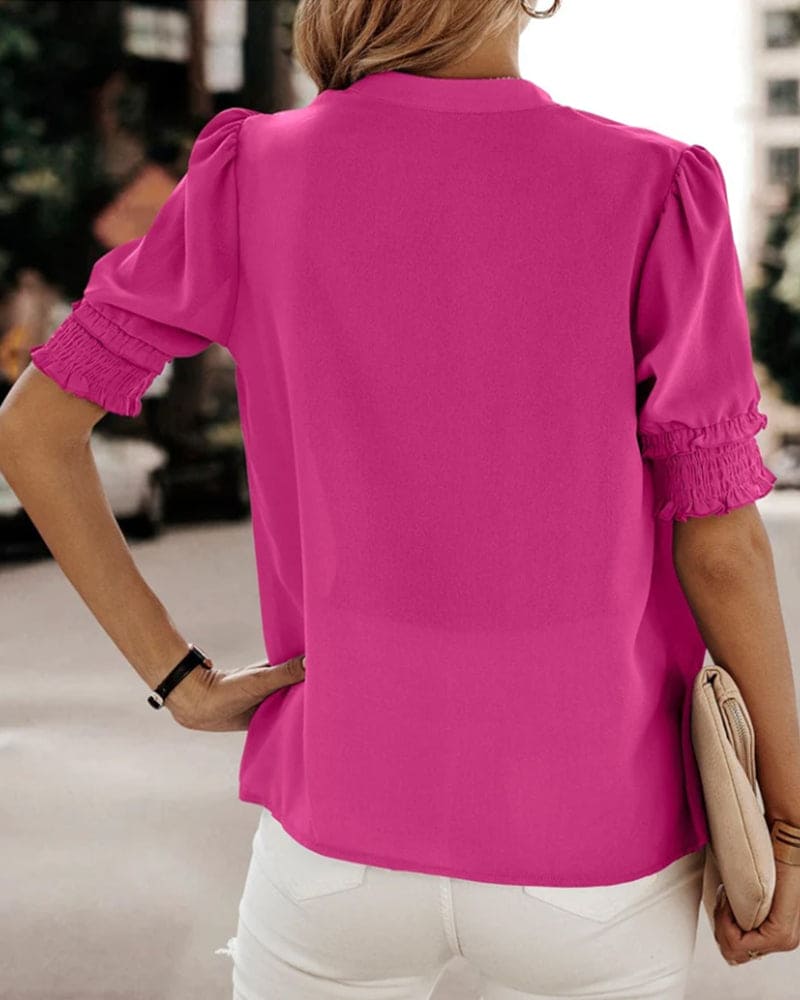 Blouse à col en V pour femmes - Confortable et élégante