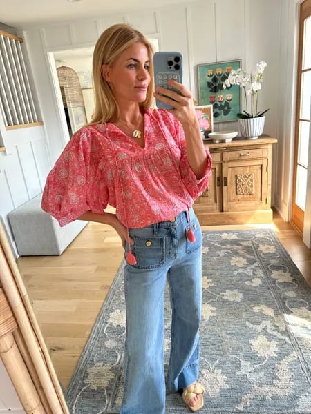Pantalon Marin Taille Haute avec Boutons Dorés