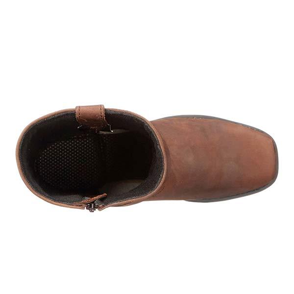 Bottes Western en Cuir avec Fermeture Éclair et Semelle Confort