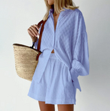 Sommerensemble Zweiteilig Damen Bluse und Shorts