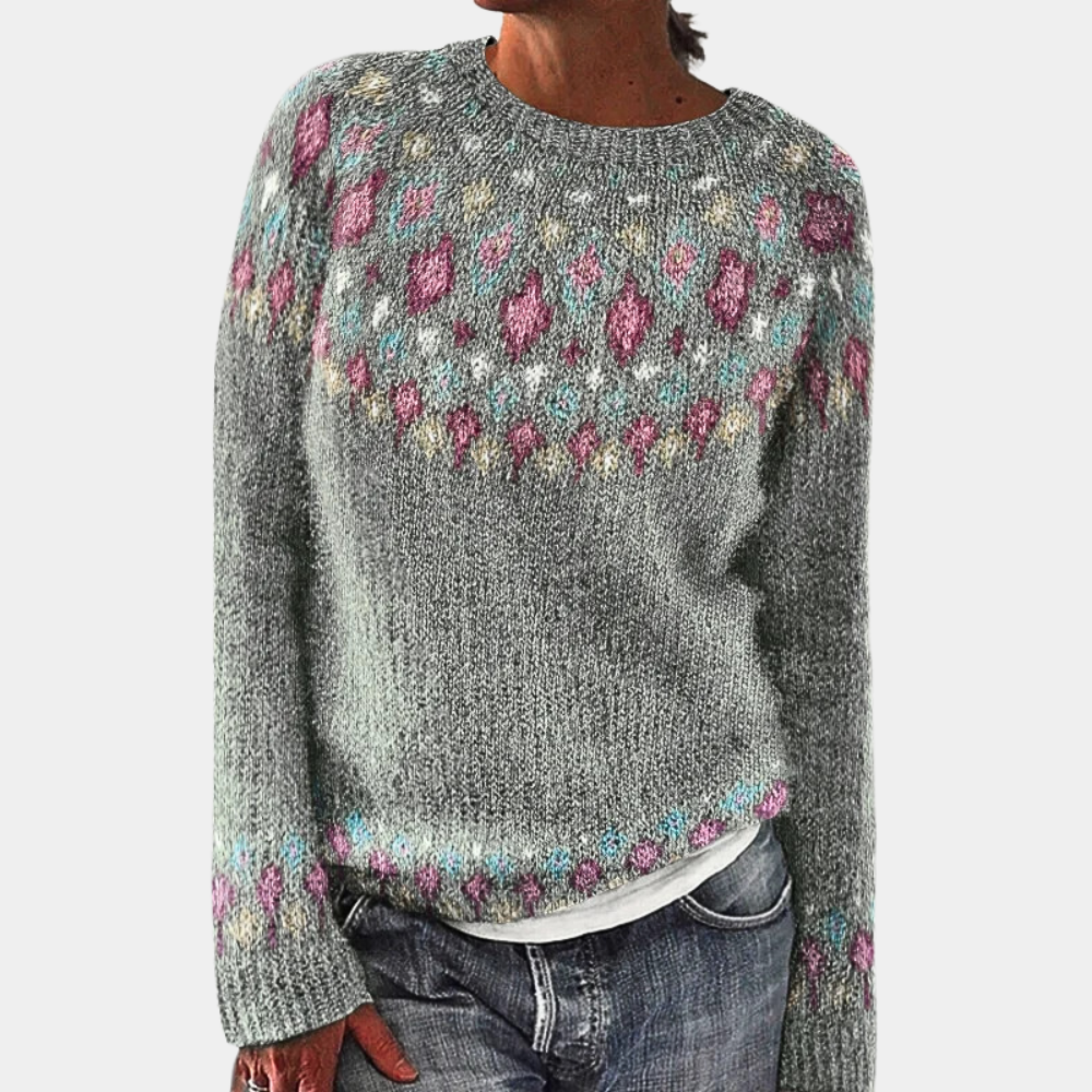 Pull Femme en Laine Chaude avec Imprimé Élégant