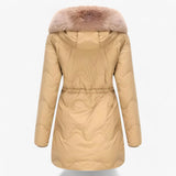 Damen Wintermantel – Elegante und warme Jacke mit Pelzkragen und Kapuze