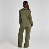 Damen-Loungewear-Set – Bequemes zweiteiliges Set mit V-Ausschnitt