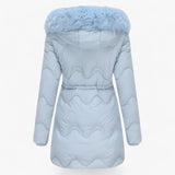 Damen Wintermantel – Elegante und warme Jacke mit Pelzkragen und Kapuze