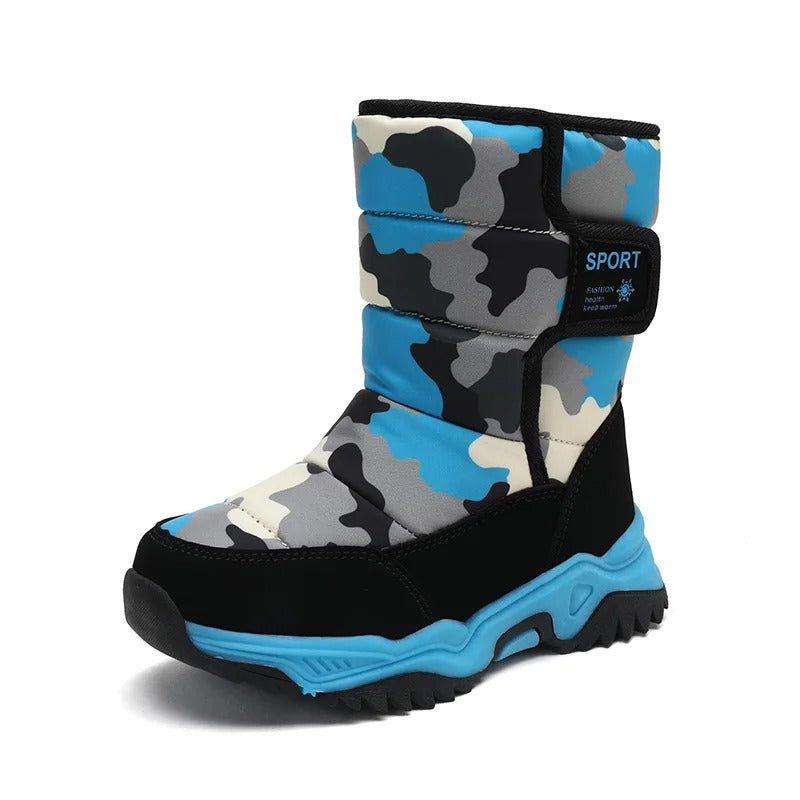 Winterstiefel für Kinder – Warme Schneestiefel mit Camouflage und rutschfester Sohle
